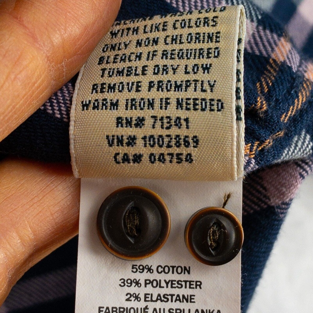 L.L. Bean Flannel Shirt Womens Medium Blue Pink Plaid Long Sleeve Soft - Picture 7 of 12